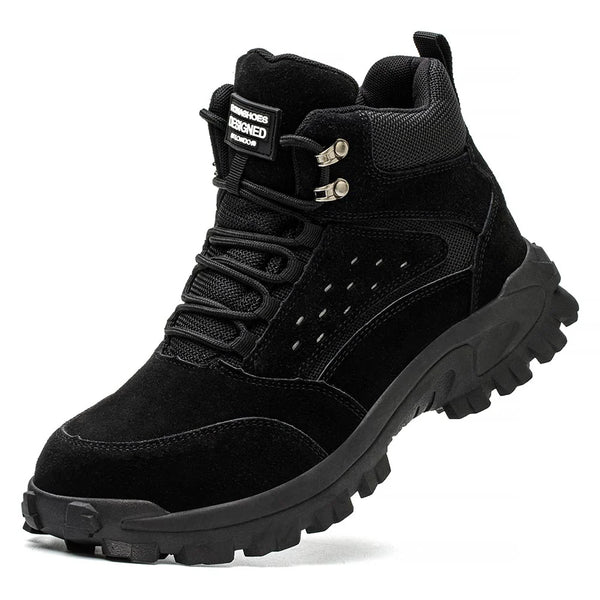 Tiger Black Lightweight Safety Boots - Steel Toe, Puncture Proof, Slip Resistant, Heat Resistant